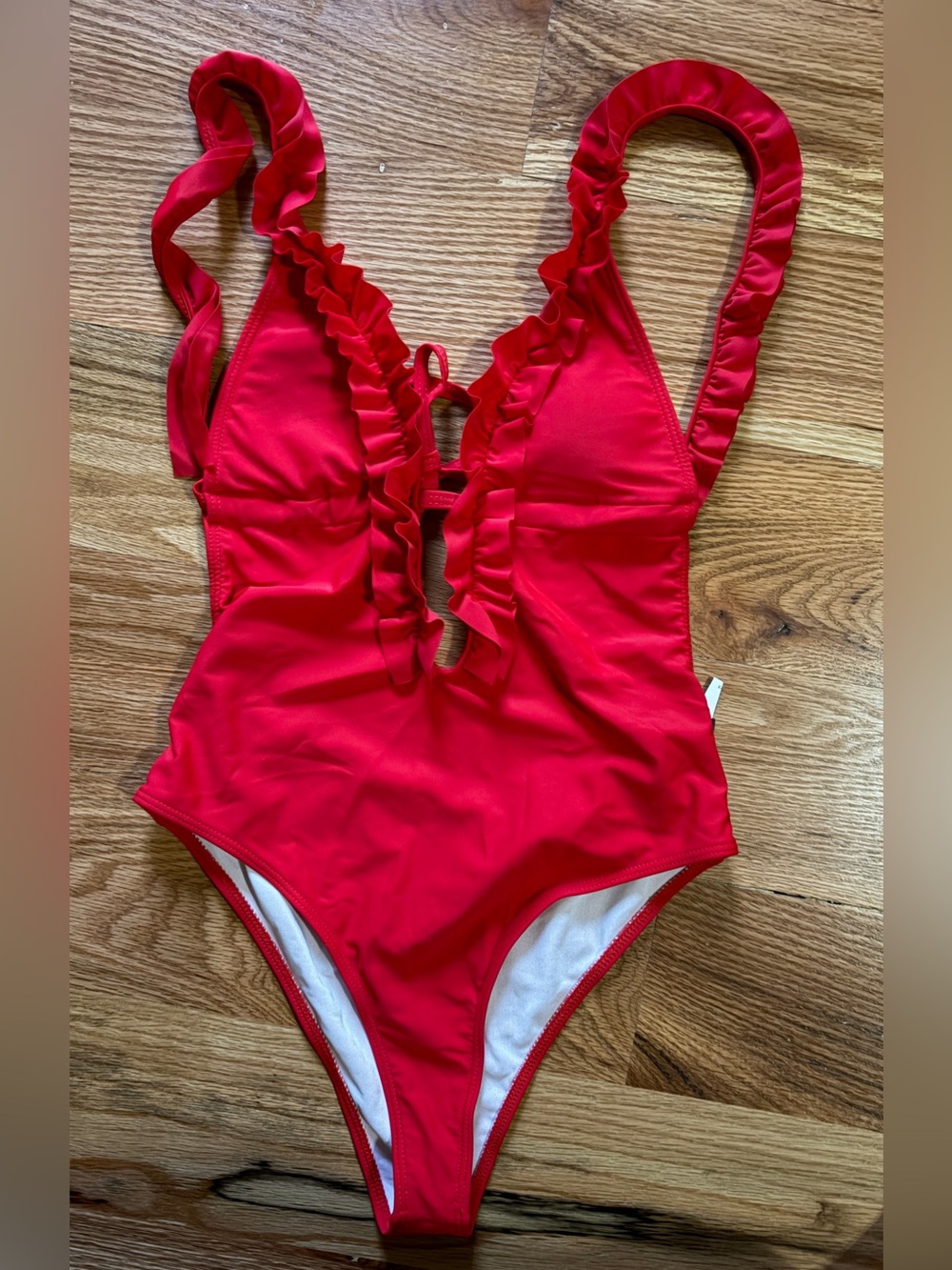 Very sexy red hot Red Ruffle One-Piece Swimsuit